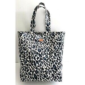 Consuela Mona Grap n Go Lg Tote Bag Leopard Print Vinyl Blk/White/Blue 15X6X13